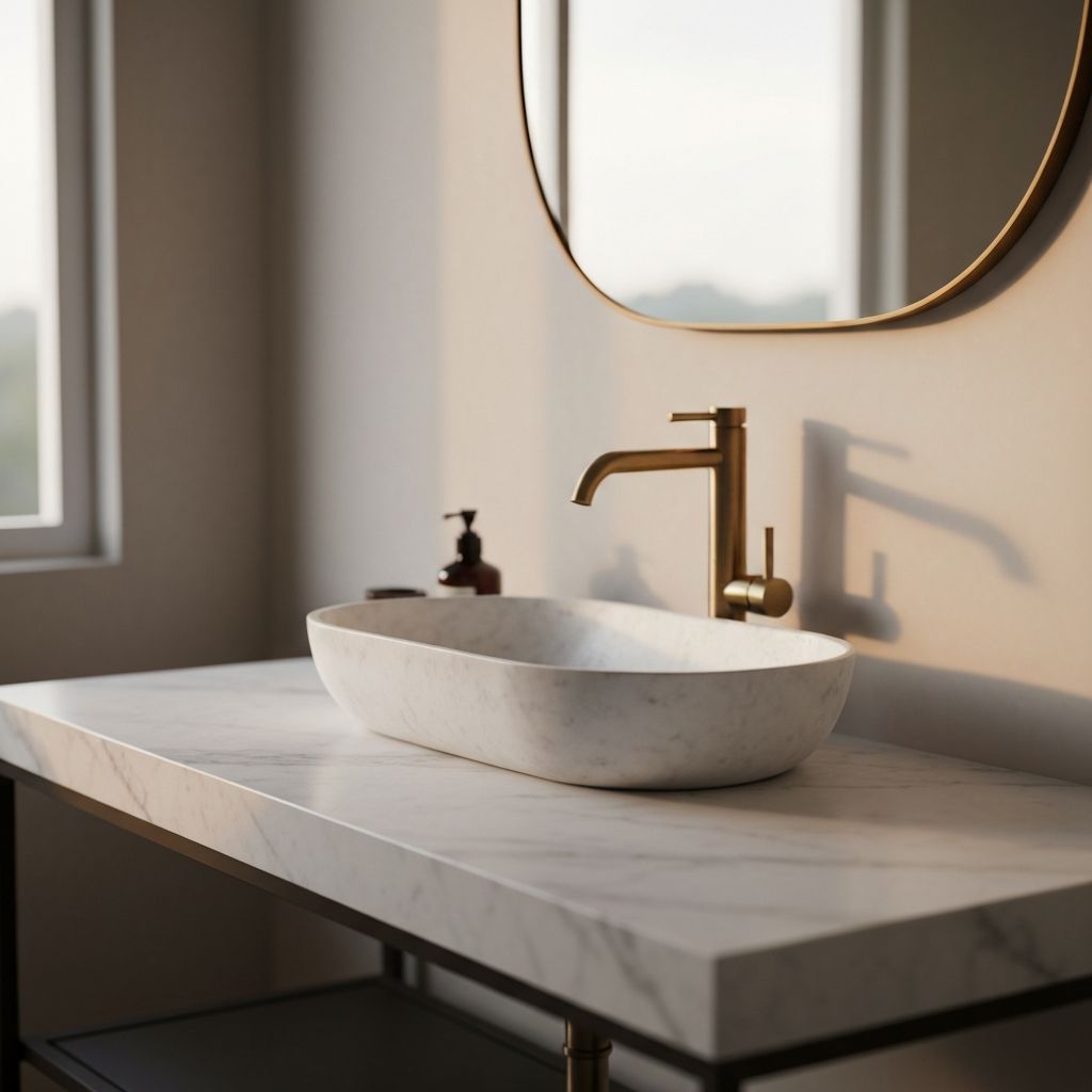 Luxury bathroom with marble countertop